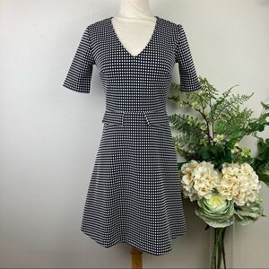 Paris Sunday Graphic fit and flare preppy dress black white | XS